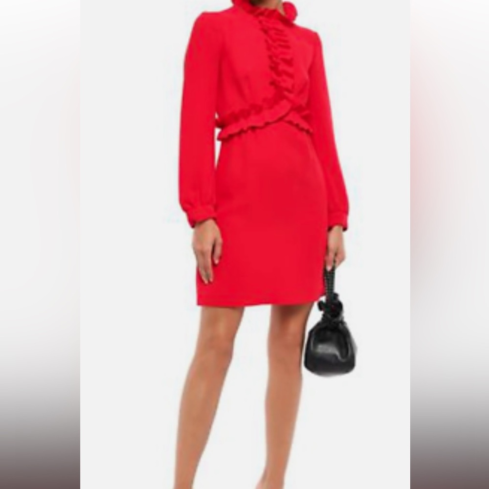 Sandro Red Ruffle Mini Dress - Picture 2 of 8